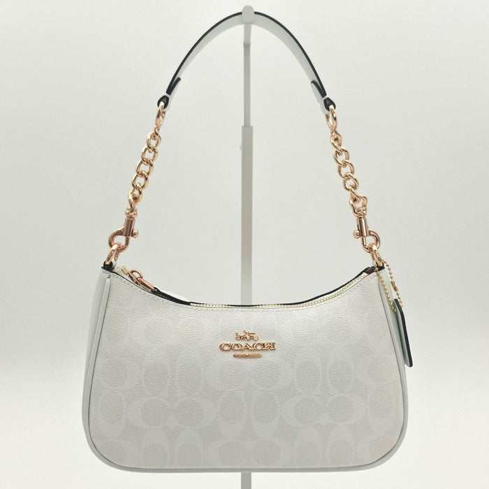 COACH Teri Shoulder Bag Signature Glacier White/Gold | Unpacked, Unused